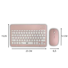 Conjunto Teclado Com Mouse Bluetooth Sem Fio Coloridos Wireless - ROSA - Visão 3