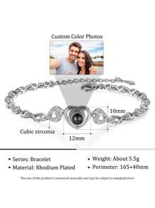 1 Stück personalisiertes Herz-förmiges Projektionsarmband, personalisierte Herzbild Projektion Armband für Frauen, Geschenk für Freundin, Valentinstag Geschenk, Weihnachtsgeschenk, Muttertags Geschenk