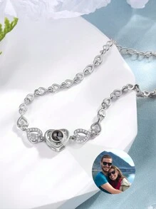 1 Stück personalisiertes Herz-förmiges Projektionsarmband, personalisierte Herzbild Projektion Armband für Frauen, Geschenk für Freundin, Valentinstag Geschenk, Weihnachtsgeschenk, Muttertags Geschenk