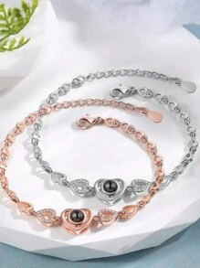 1 Stück personalisiertes Herz-förmiges Projektionsarmband, personalisierte Herzbild Projektion Armband für Frauen, Geschenk für Freundin, Valentinstag Geschenk, Weihnachtsgeschenk, Muttertags Geschenk