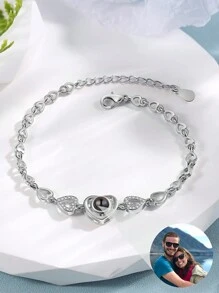 1 Stück personalisiertes Herz-förmiges Projektionsarmband, personalisierte Herzbild Projektion Armband für Frauen, Geschenk für Freundin, Valentinstag Geschenk, Weihnachtsgeschenk, Muttertags Geschenk