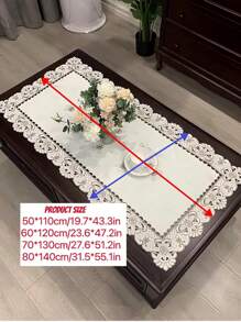 1pc Solid Color Embroidered Table Cloth, American Style Polyester Embroidered Square Cutwork Dust-Proof Table Cloth Suitable For Dining Table, Coffee Table, Side Table Daily Use & Holiday Party Decoration - Brown - View 2