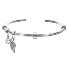 Customized Women's Tree Leaf Bracelet With April Birthstone White Crystal, Personalized Engraved Name & Date, Gold/Silver Stainless Steel Bohemian Elegant Bracelet, Mother's Day Gift