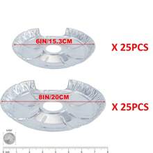 50 PACK Round Electric Stove Burner Covers 6 Inch And 8 Inch Disposable Stove Top Aluminum Foil Bib Liners, To Keep Kitchen Range Clean From Oil And Food Drips - 25包8英吋+25包6英寸 - 查看 2