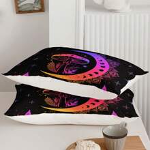 Sun And Moon Comforter Sets ,Mushroom Comforter For Adults Women,Stars Cosmic Planets Bed Set ,Black And Purple Sun And Moon Bedding Boho Sun Moon Astrology Comforter Set With 2 Pillowcases