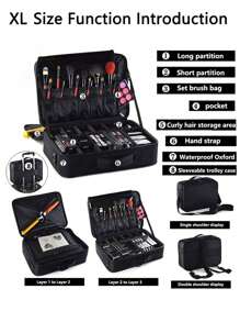 防水化妆品收纳袋专业化妆包便携手提包大容量斜挎化妆盒，化妆包化妆袋护肤包洗漱包收纳袋，必需品邮轮必需品，婚礼伴娘礼物，妈妈礼物，生日礼物，家居装饰，浴室客厅卧室装饰，婚礼伴娘礼物，妈妈礼物，生日礼物，家居装饰，浴室客厅卧室装饰化妆包节日必需品化妆包节日 2024 化妆品收纳袋化妆品收纳 - 黑色 - 查看 13