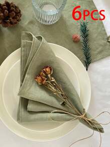 6/12/300pcs Vintage European Style Solid Color Simple Soft Absorbent Hotel Restaurant Home Party Decorative Napkins, Tablecloths, Dish Towels