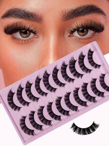 20 piezas/paquete de pestañas postizas suaves, largas, rizadas, gruesas, respetuosas con la piel, no irritantes, reutilizables, adecuadas para extensiones de pestañas,pestañas pestans extensiones de pestañas - Negro - Ver 1