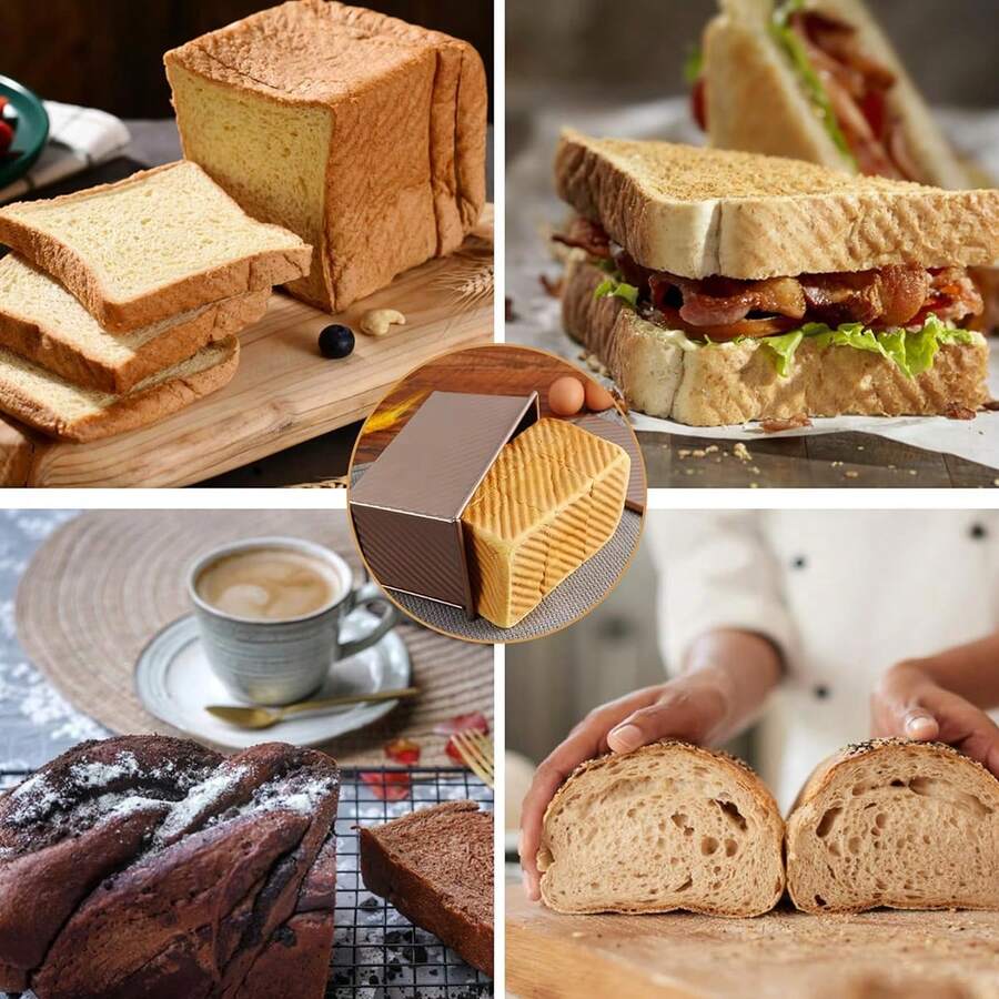 2.2Lb Pullman Loaf Pan With Lid, NonStick Bread Pans, 13 X 5 Long