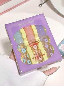 SHAQINUO 3 件套保湿光泽持久不粘唇彩 - 保湿有色唇彩，如玻璃般光滑