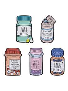 1/5 piezas de broche de esmalte creativo con forma de botella de medicina, insignia de estrella personalizada, regalo de dibujos animados de salud mental, para amigo, médico, enfermera, decoración de solapa, accesorios de vestir, alfiler para ropa, bolso, dije, mochila para la escuela