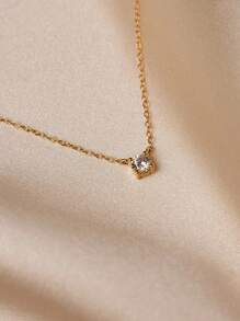 时尚 Ins 风格双层堆叠项链，金色波纹链和 O 形链锁骨链项链，单方晶锆石吊坠项链，简约百搭女士多层项链 - 兩條項鍊套裝 - 查看 5