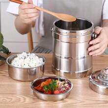 Hộp đựng thức ăn dung tích lớn, hộp đựng đồ dùng cá nhân di động, hộp cơm giữ nhiệt, hộp đựng súp, hộp cơm bento dã ngoại, quà Giáng sinh. - Bạc - Xem 4