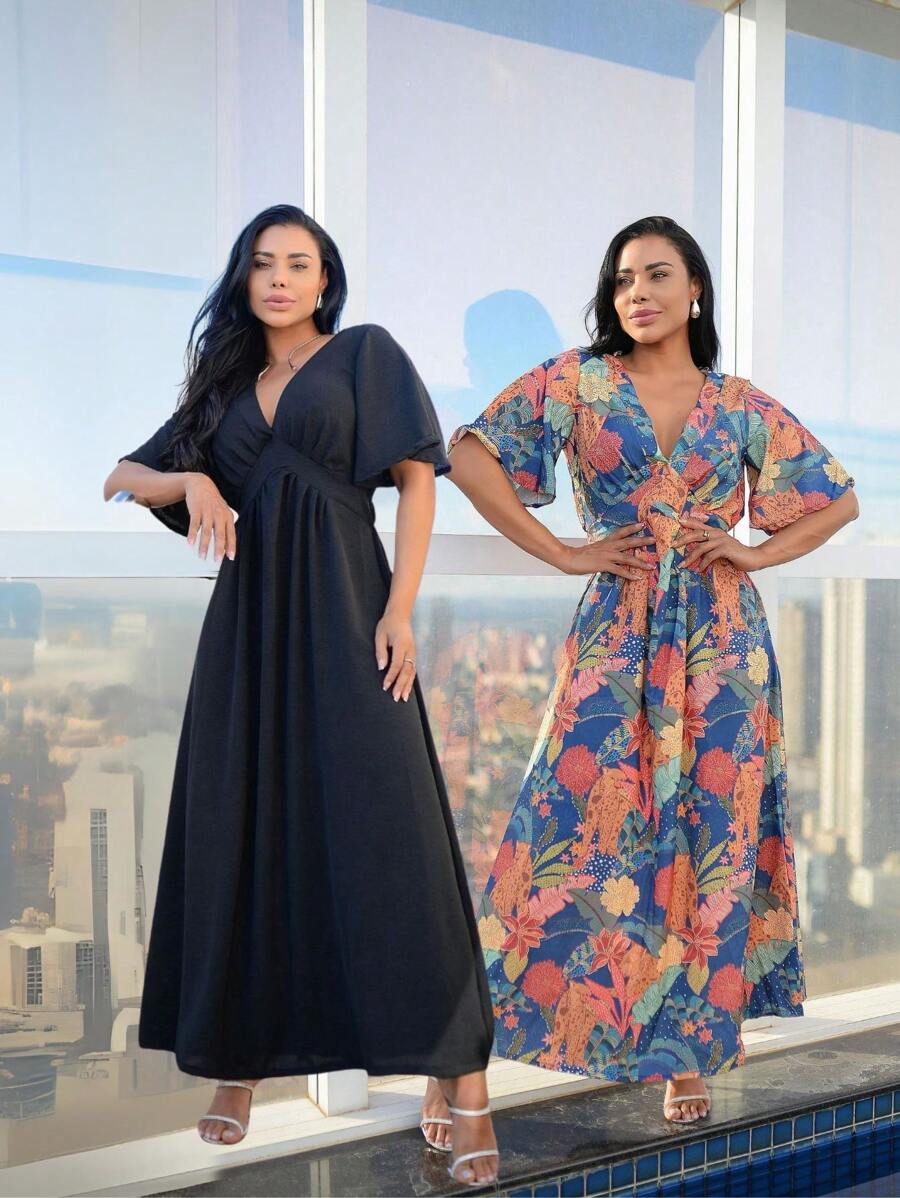 Kit 2 Black Dresses With Jaguar And Tucano - 黑色和金色 - 查看 1