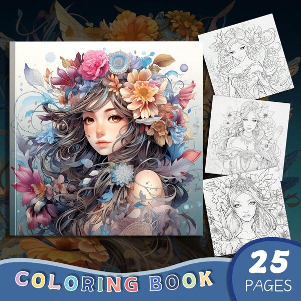 1pc Coloring Book,Rose Fairy Theme With Thickened Paper And 25Pages,Upgraded Version And Original Coloring Book Adult Soothing Stress Filling Book A Gift For Festivals, Birthdays, And Parties Back To School,Mother's Day,Mom's Gift,Back To School,School Supplies