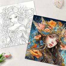 KETINAU 1pc Coloring Book,Rose Fairy Theme With Thickened Paper And 25Pages,Upgraded Version And Original Coloring Book Adult Soothing Stress Filling Book A Gift For Festivals, Birthdays, And Parties Back To School,Mother's Day,Mom's Gift,Back To School,School Supplies - Multicolor - View 3