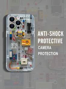 1 件创意科技图案时尚个性化风格保护透明软壳，兼容 Apple，兼容三星 - 适合送给家人、朋友、自己、情侣的礼物 - 彩色 - 查看 5