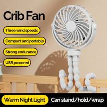 OBOVAY 1pc Multi-Functional Stroller Handheld Mini Fan Portable USB Charging Octopus Stand Variable Styling LED Lights For Summer,500mAh