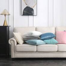 2 件北欧简约纯色 Sherpa 信封枕套（不含枕芯）、方形抱枕套、假日家居装饰枕头、柔软舒适的仿亚麻面料、沙发、家居、卧室、宿舍的现代装饰 - 淺灰色 - 查看 9