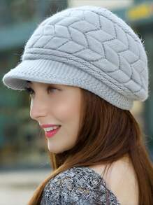 1 件装男士保暖针织帽带帽檐纯色弹力透气针织混纺滑雪帽冬季秋季 - 彩色 - 查看 14