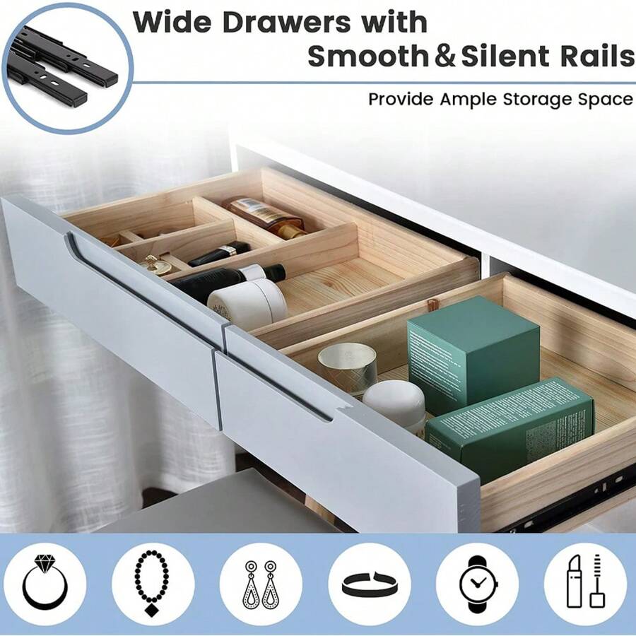 Yone jx je Vanity Table Set With Adjustable Brightness Mirror And