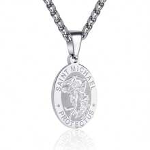 Collar de San Miguel para hombres, medalla de acero inoxidable del santo arcángel San Miguel, colgante medallón del santo guardián San Miguel - San Miguel - Ver 9