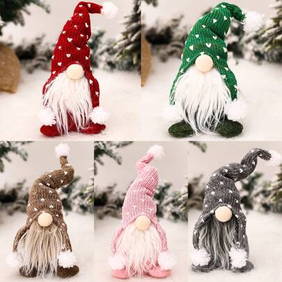 1 件/5 件圣诞针织娃娃雕像，无脸老人桌面装饰，圣诞老人服装，圣诞派对装饰道具，家庭客厅桌面装饰品，农舍装饰，展示橱窗装饰，圣诞节