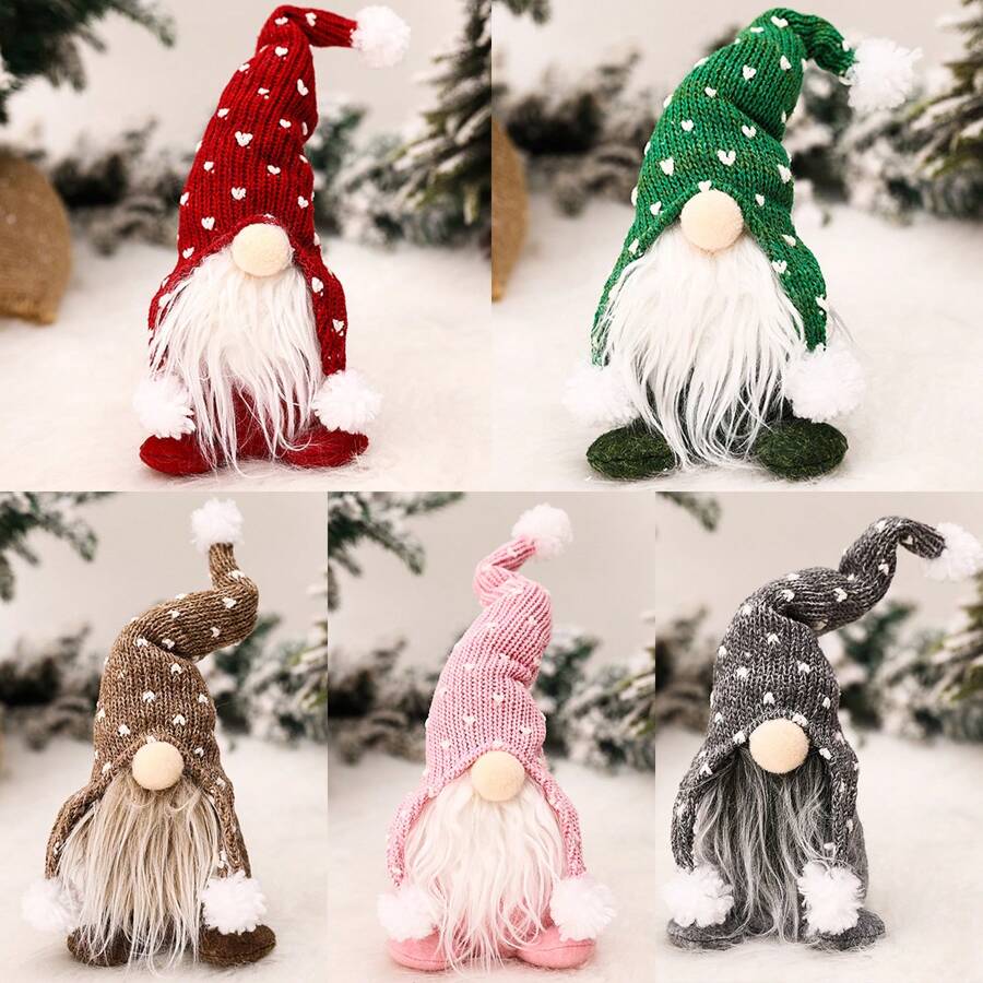1 件/5 件圣诞针织娃娃雕像，无脸老人桌面装饰，圣诞老人服装，圣诞派对装饰道具，家庭客厅桌面装饰品，农舍装饰，展示橱窗装饰，圣诞节