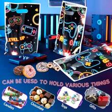 10/30/50pcs Gaming Theme Party Gift Bags, Neon Light Party Favor Bags, Candy Treat Bags, Gaming Theme Party Decoration Bags, Birthday Snack Bags, Best Choice For Birthday Party Tabletop Decorations