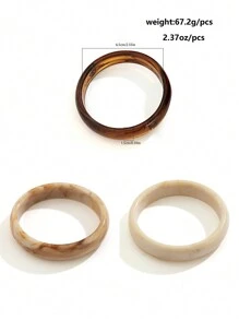 3 件/套复古简约别致树脂圆形手镯，个性化精致渐变色设计腕口，女士日常佩戴，节日礼物，多场合珠宝套装 - 彩色 - 查看 8