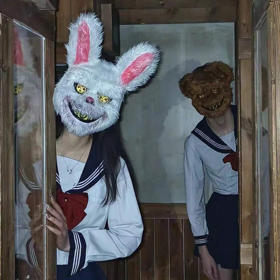 1pc Halloween Horror Animal Mask, Violent Rabbit Terror Bear Cosplay Prop, Masquerade Costume Mask - Multicolor - View 1