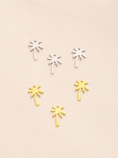 3/5pcs Stainless Steel Beach Ocean Holiday Wind Cut Smooth Coconut Tree Fashion Bracelet Necklace DIY Pendant