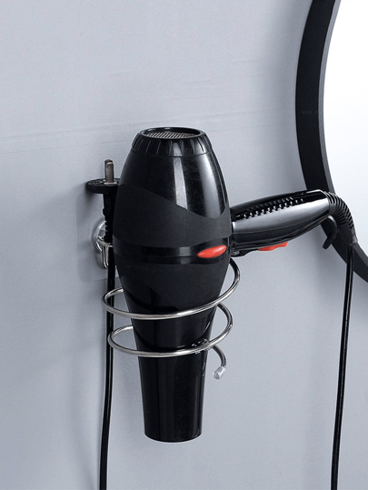 1pc espiral design adesivo suporte de secador de cabelo fixado na parede-sem unhas, adesivos sem vestígios, organizador de cuidados com o cabelo do banheiro