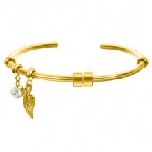 Customized Name Tree Leaf Bracelet For Women, April Birthstone White Crystal, Personalized Engraved Date & Name, Gold Or Silver Stainless Steel Bohemian Elegant Bracelet, Mother's Day Gift