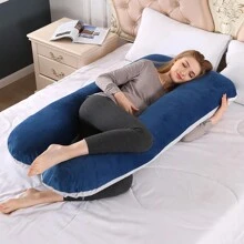 1pc U-Shaped Crystal Velvet Pregnancy Pillow, Body Pillow, Relaxation Pillow, Bedding, Home