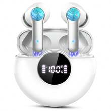 Wireless Earbuds,Bluetooth Headphones 5.3 With LED Power Display Charging Case 48Hrs Playtime HiFi Stereo Earphones,In-Ear Built-In Mic For IPhone Android Cell Phone HD Call,Ear Buds Earhooks For Workout ﻿ For Apple IPhone, IPad, Laptops, Gifts For Family, Friends, Kids, Hallowoon, Fall - White - View 1
