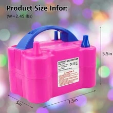 电动气球泵，便携式气球鼓风机充气泵，大功率双喷嘴电动气球充气机，适用于派对婚礼节日周年装饰、返校、开学第一天