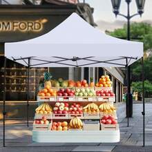 10x10 Commercial Canopy Tent , Heavy Duty 500D Waterproof Pop-Up With Roller Bag & 4 Sandbags, Ideal For Outdoor Events, Camping, Stalls, & Parties (Blue/White/Black) - White - View 4