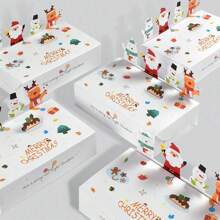 Small Christmas Gifts Boxes, Christmas Candy Cane Cookie Folding Box, White/Green Christmas Candy Cookie Boxes With 3D Design For Giving, Cupcakes, Candy,Christmas - Multicolor - View 2