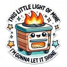 Funny "My Little Lamp" Trash Can Fire Vinyl Sticker - Suitable For Laptop, Water Bottle And Car Window | Humorous Meme Gift Idea - Multicolor - View 12