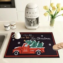 1 Thảm thấm in hình cây thông Noel, Tấm thấm nước mới cho quầy bếp, Thảm khô nhanh chống trượt bằng đất tảo cát mềm cho quầy bếp, Máy pha cà phê, v.v. - Nhiều màu - Xem 1
