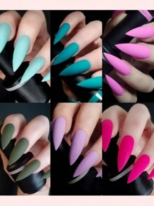 288Pcs/Set Matte Plain Color Nail Art Stickers Press On Nails Nail Supplies Nails - Multicolor - View 11