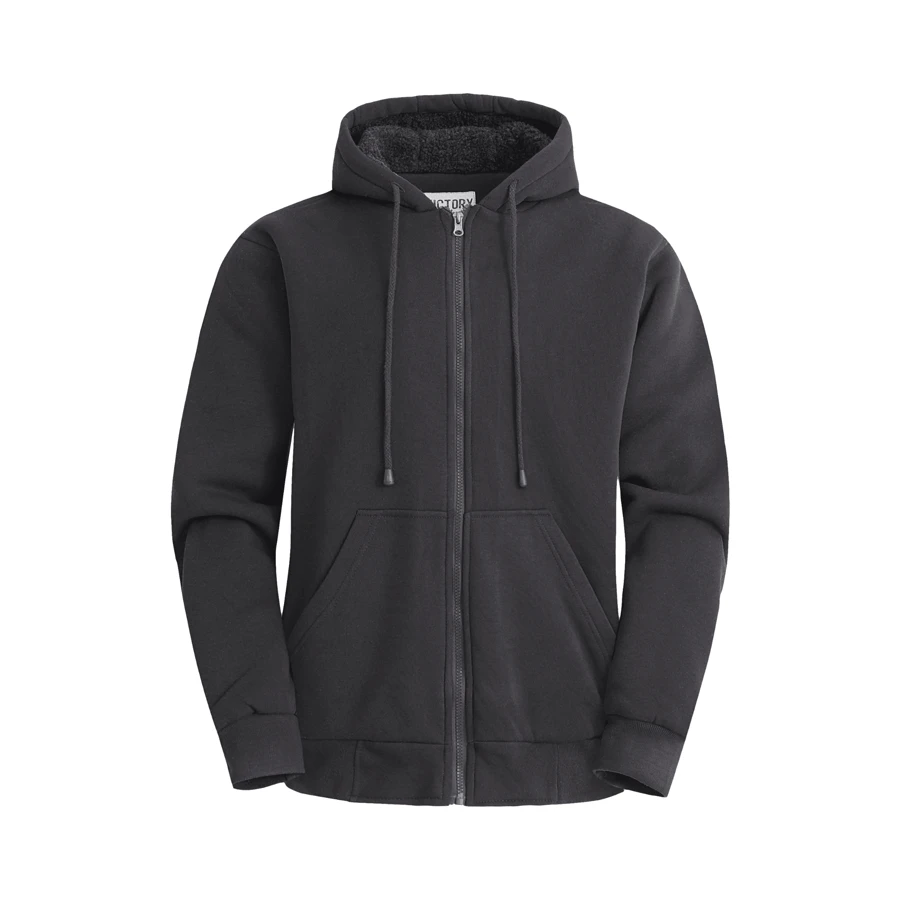 Victory Outfitters Heavyweight Sherpa Lined Fleece Hoodie Sweatshirts For Men Winter Zip Up Plus Size Jacket - Charcoal - View 1