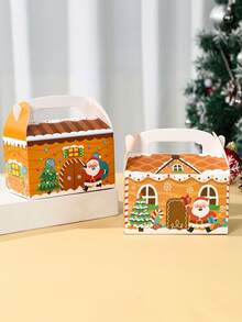 Hộp quà tặng 4 chiếc hình ngôi nhà người tuyết ông già Noel, hộp đựng quà tặng giáng sinh, đồ trang trí giáng sinh, giáng sinh vui vẻ, giáng sinh - Nhiều màu - Xem 3