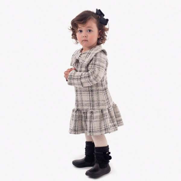 Vestido Infantil Menina Xadrex Gola Laço Preto|Festa Junina