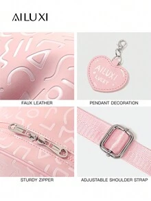 AILUXI 可爱时尚的设计师轻便商务休闲大容量背包，别致的 PU 皮革粉色钱包和书包，简约复古几何图案背包，配有可爱的心形吊坠，便携式可调节肩带拉链旅行包和书包 - 彩色 - 查看 8
