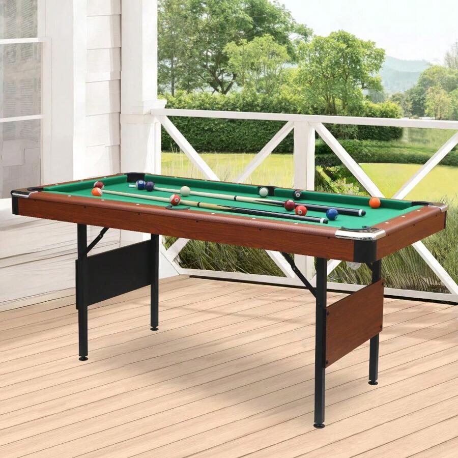 5.5 Ft Portable Pool Table, Billiard Tables, Foldable Pool Table Space-Saving With Billiard Complete Set Of Accessories For Kids And Adults, Indoor Or Outdoor Pool Table - Mocha Brown - View 1