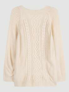 2025 Autumn/Winter New Vintage Loose V-Neck Thick Cable Knit Sweater Top
