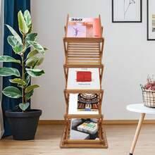 Pop-Up Bamboo Literature Magazine Rack Display Holder Stand