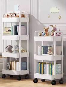 1pc Household Floor To Floor Multi Story Small Cart Storage Rack,Loadable Moveable Equipped With Pulleys  ,Suitable For Multiple Scenarios Such As Living Room, Bathroom, Kitchen, Bedroom, Study, Etc Suitable For Family Use - Multicolor - View 8